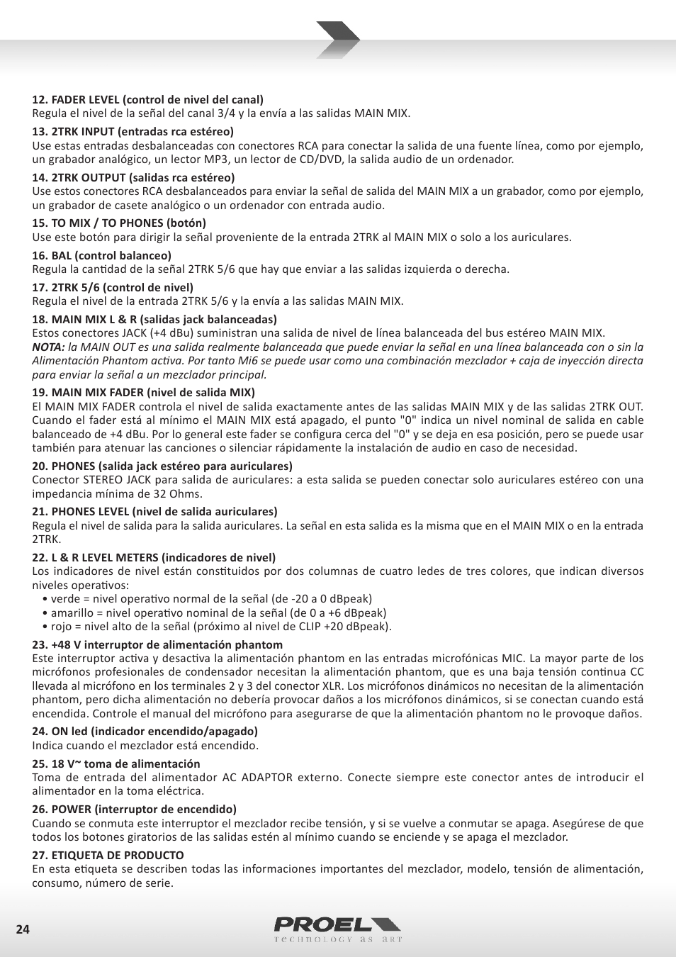 Proel MI6 User Manual | Page 24 / 28