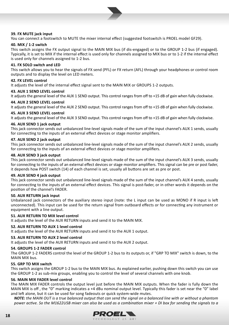 Proel M1622USB User Manual | Page 18 / 67