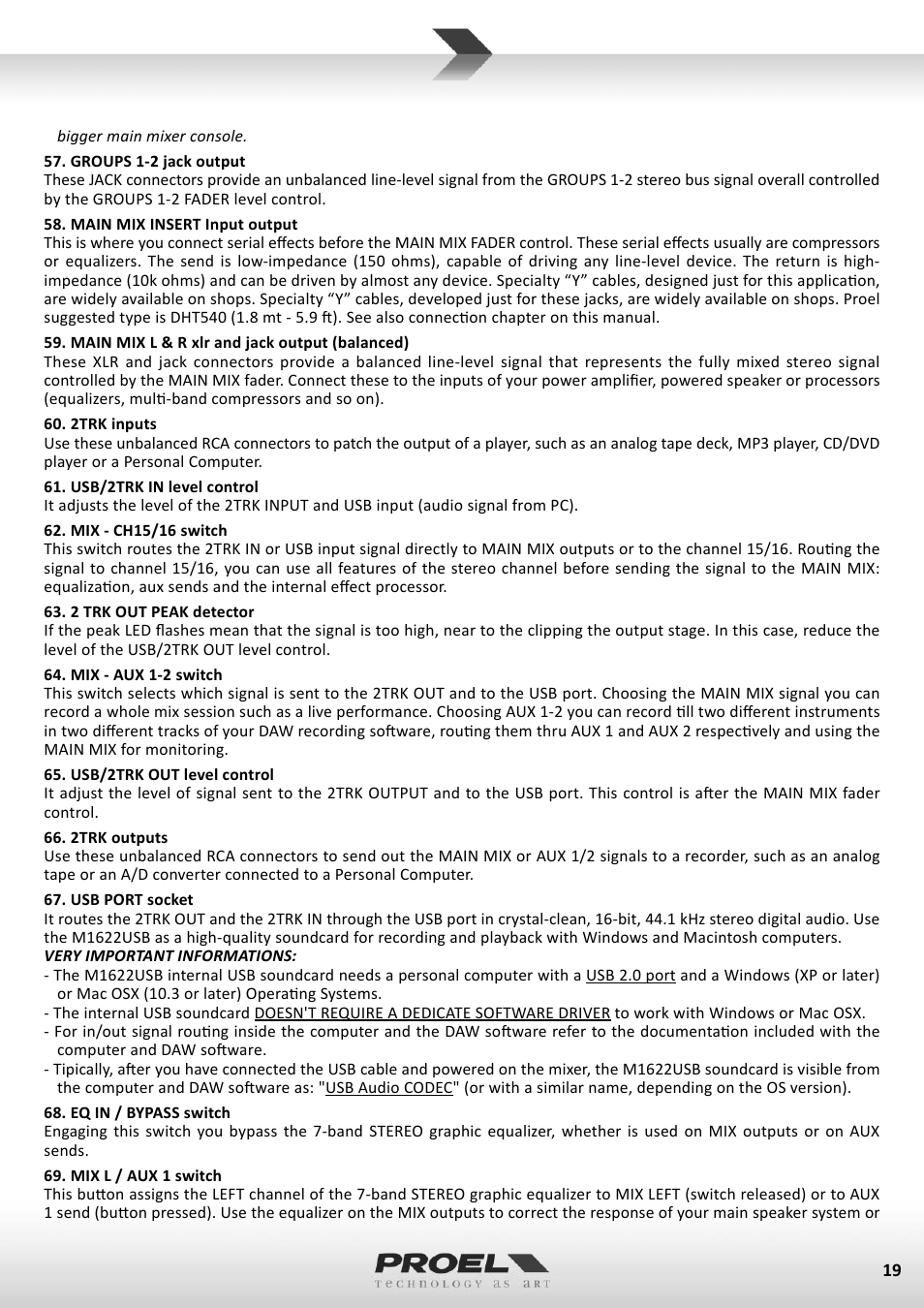 Proel M1622USB User Manual | Page 19 / 67