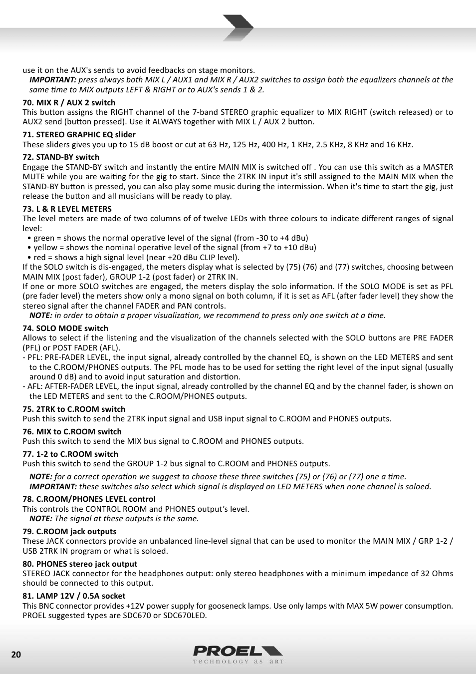 Proel M1622USB User Manual | Page 20 / 67