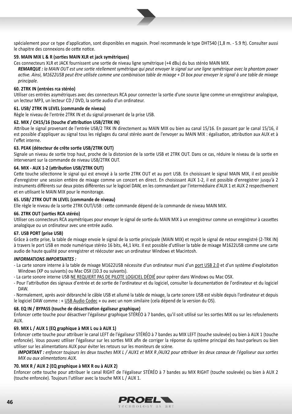 Proel M1622USB User Manual | Page 46 / 67