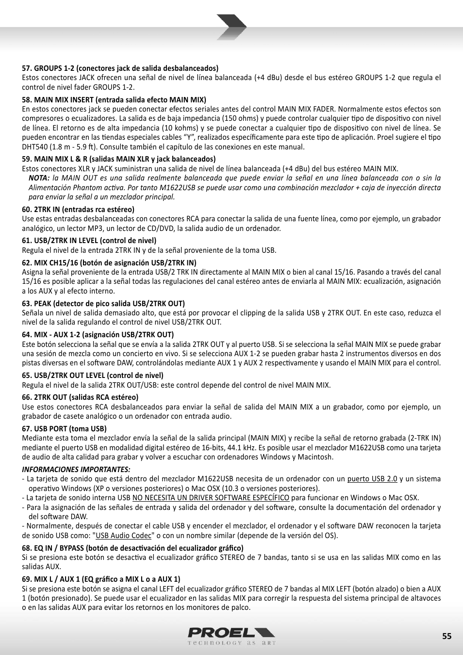 Proel M1622USB User Manual | Page 55 / 67