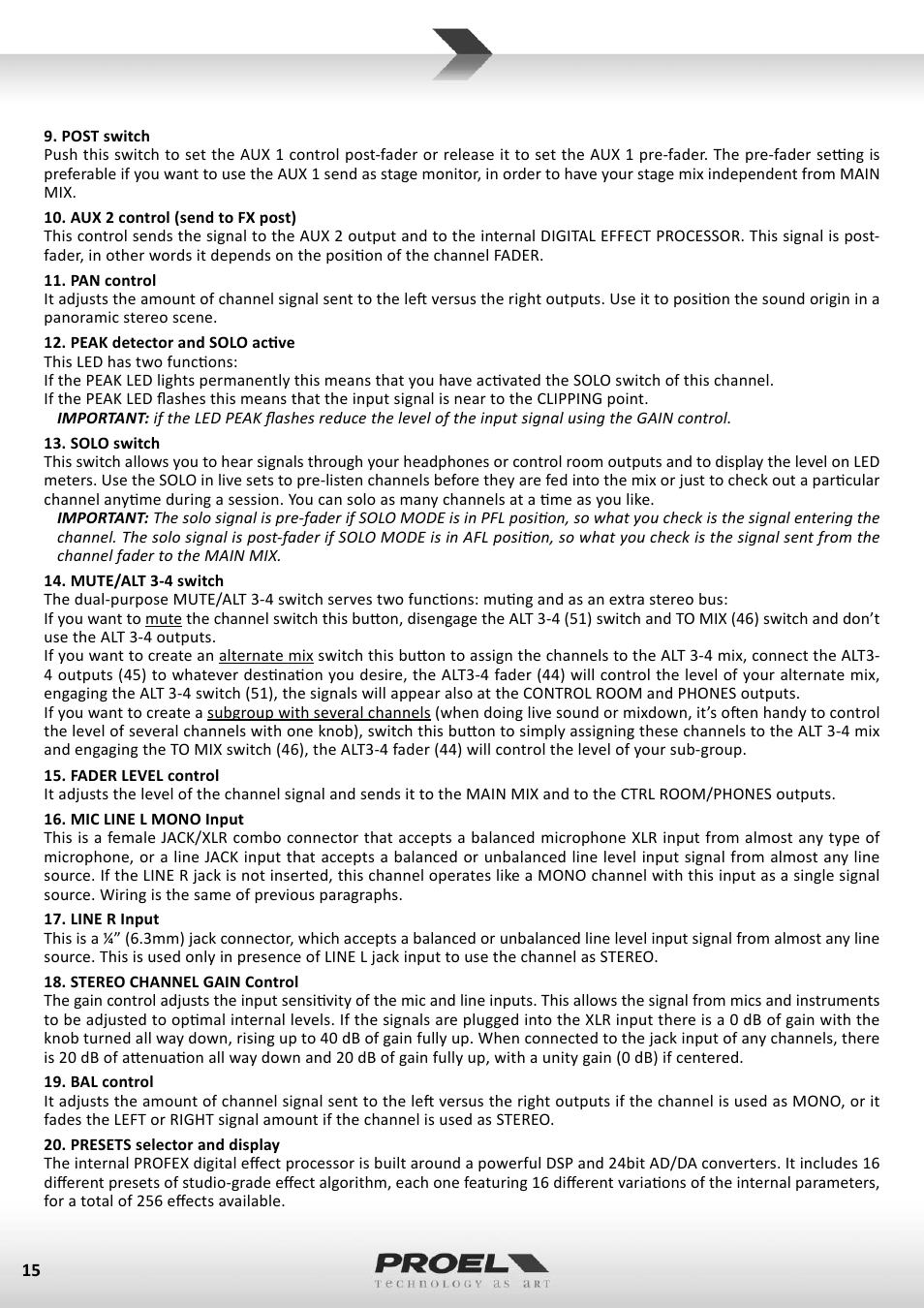 Proel M822USB User Manual | Page 15 / 55