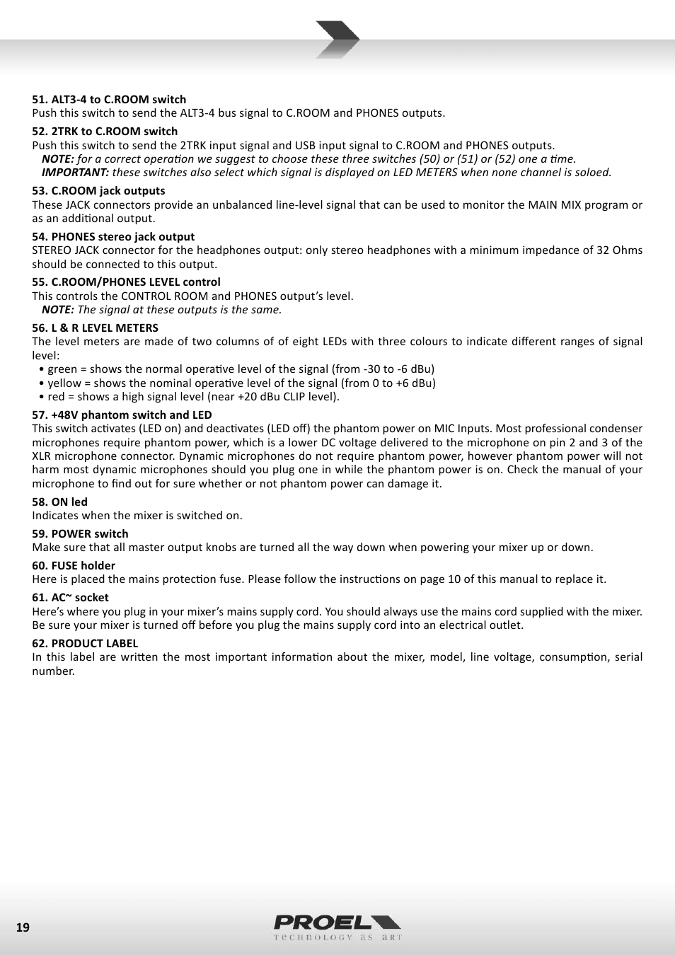 Proel M822USB User Manual | Page 19 / 55