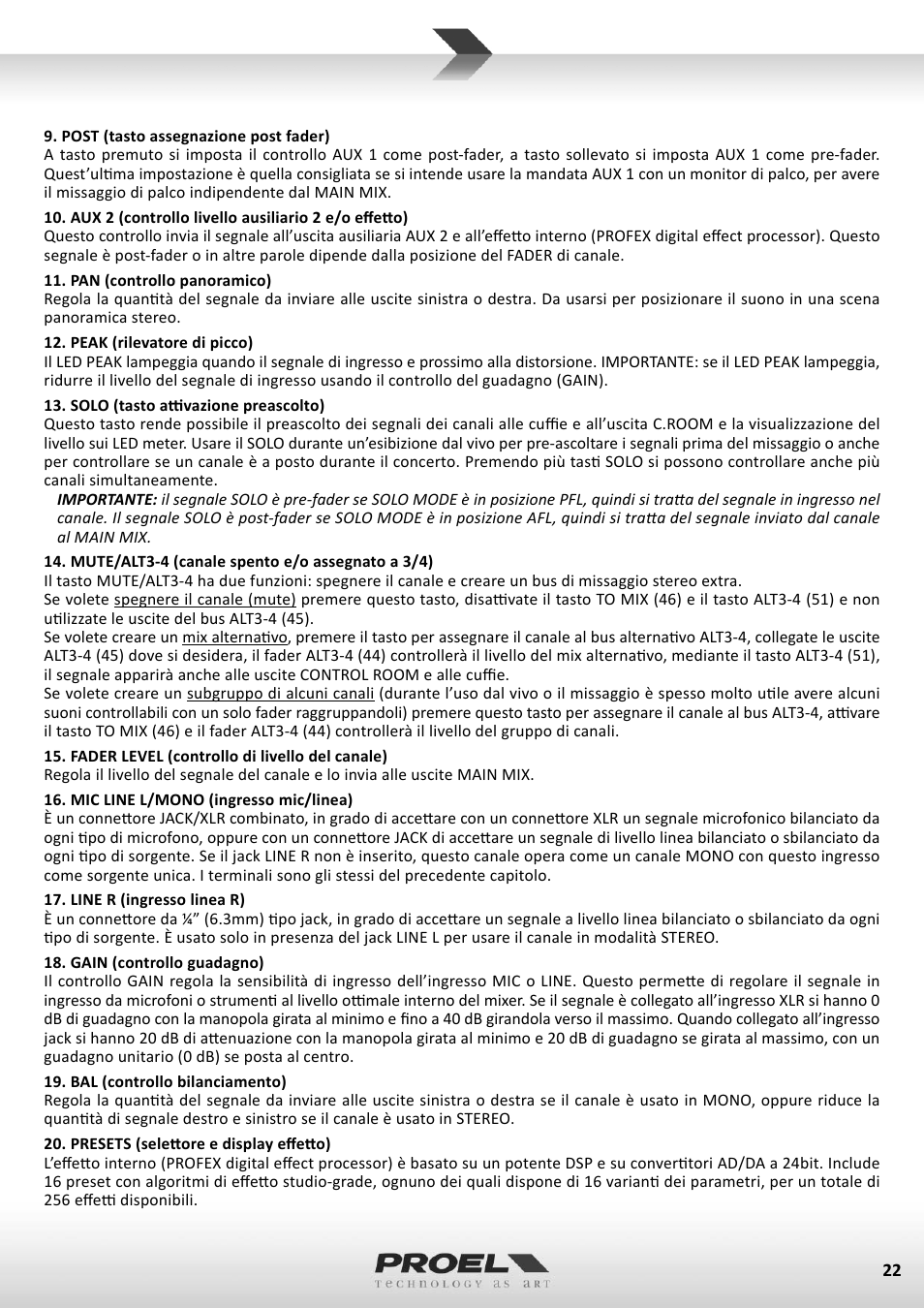 Proel M822USB User Manual | Page 22 / 55