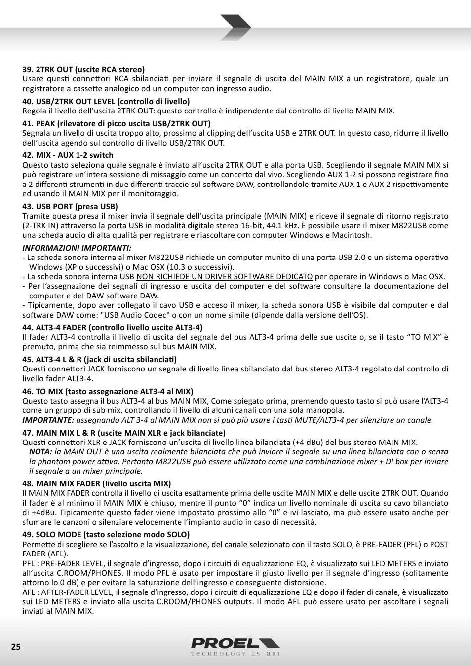 Proel M822USB User Manual | Page 25 / 55