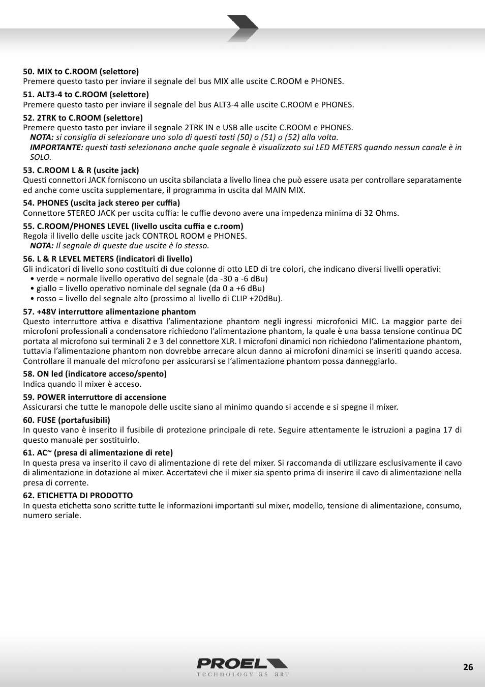 Proel M822USB User Manual | Page 26 / 55