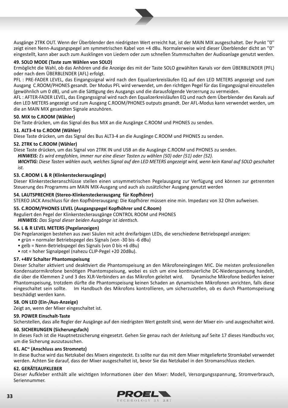 Proel M822USB User Manual | Page 33 / 55