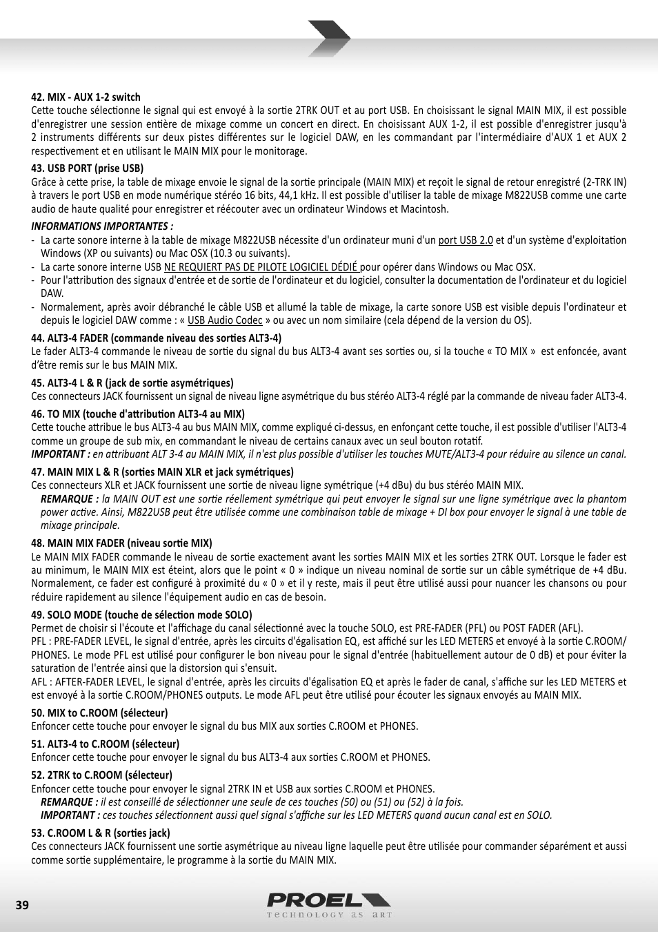 Proel M822USB User Manual | Page 39 / 55