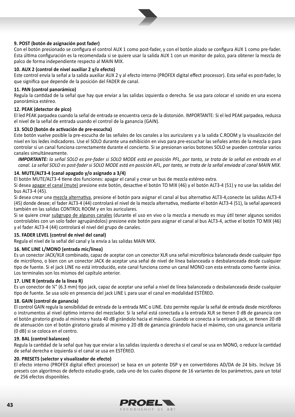 Proel M822USB User Manual | Page 43 / 55