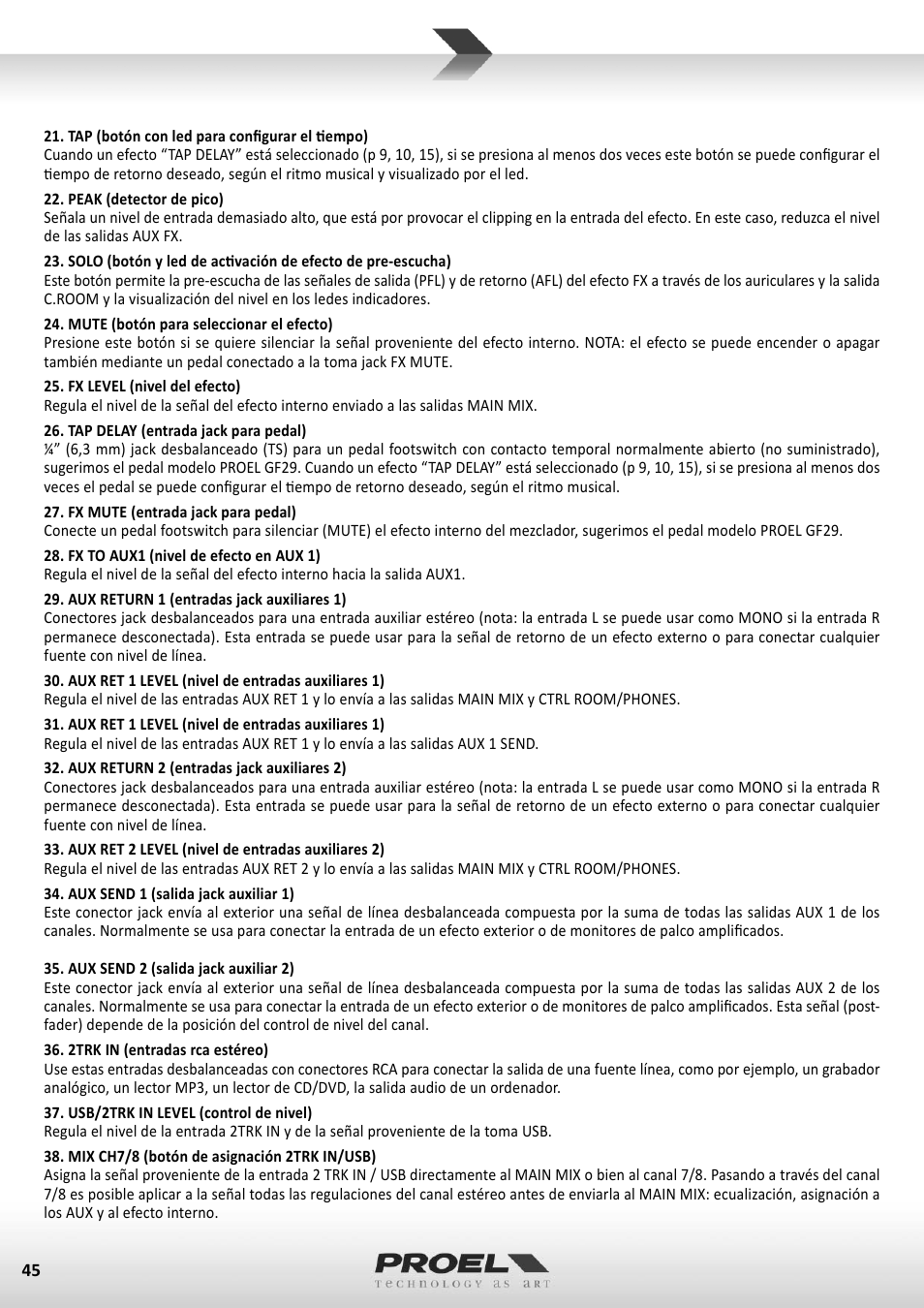 Proel M822USB User Manual | Page 45 / 55
