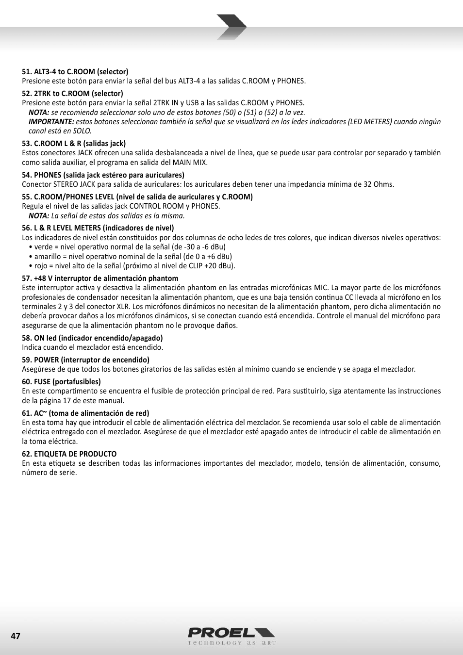 Proel M822USB User Manual | Page 47 / 55