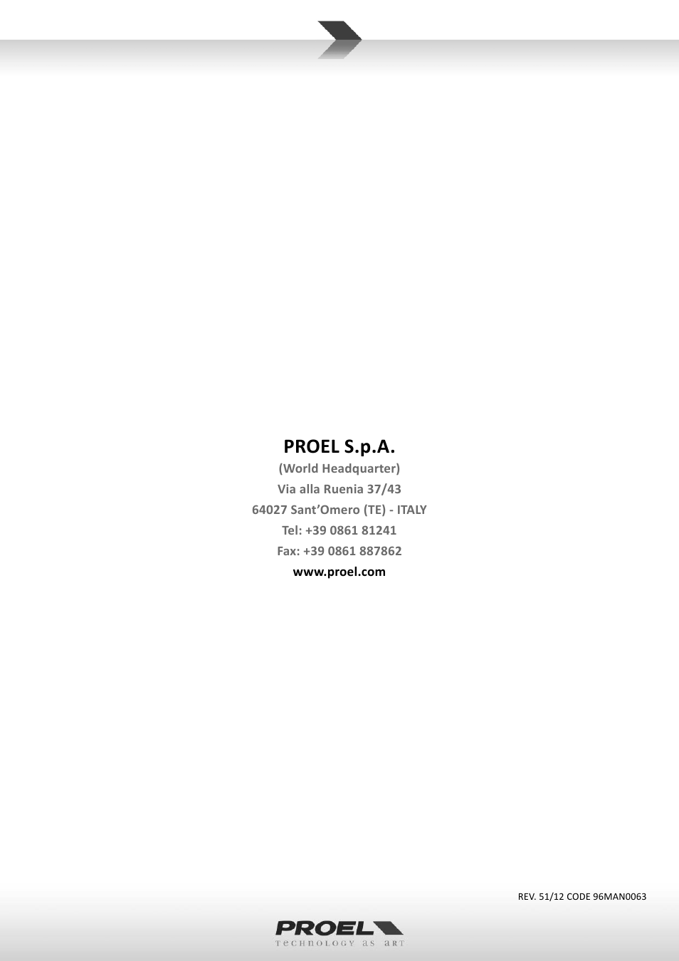 Proel s.p.a | Proel M822USB User Manual | Page 55 / 55