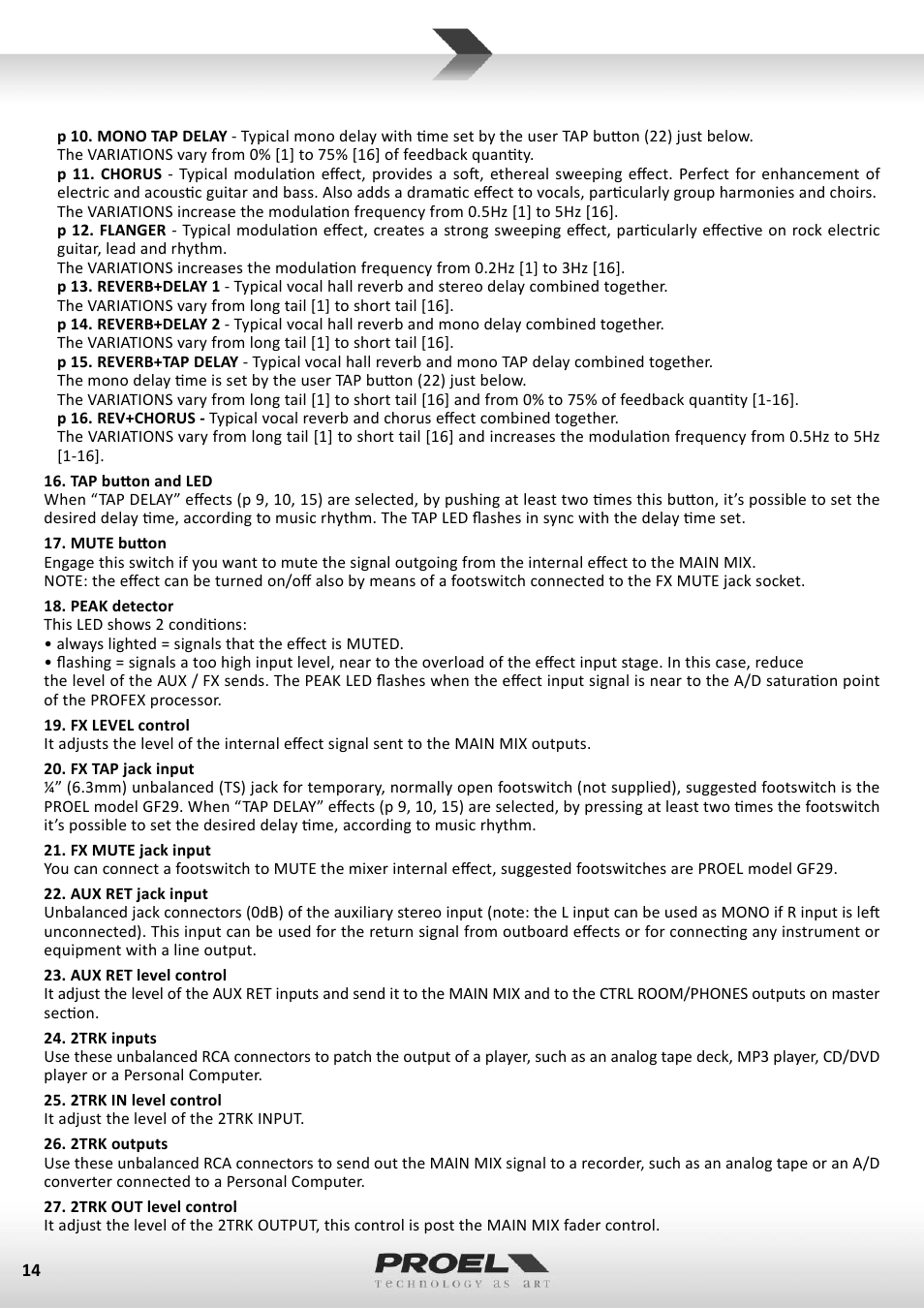Proel M602FX User Manual | Page 14 / 41