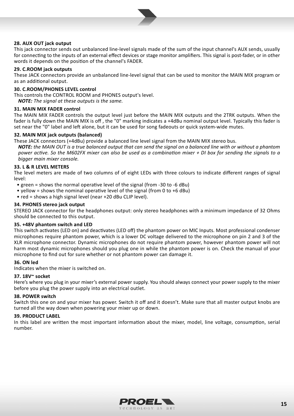 Proel M602FX User Manual | Page 15 / 41