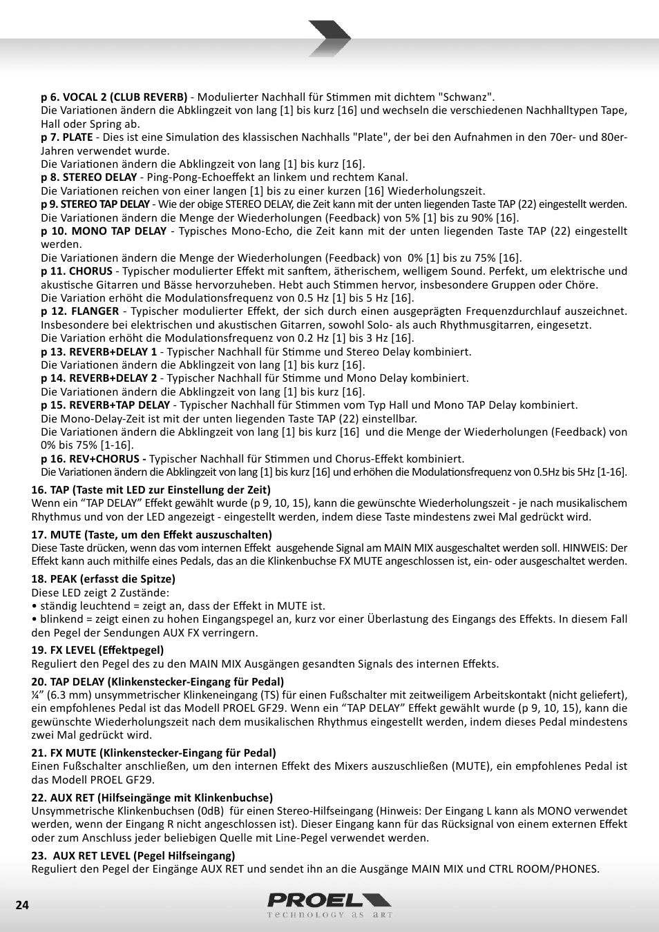 Proel M602FX User Manual | Page 24 / 41