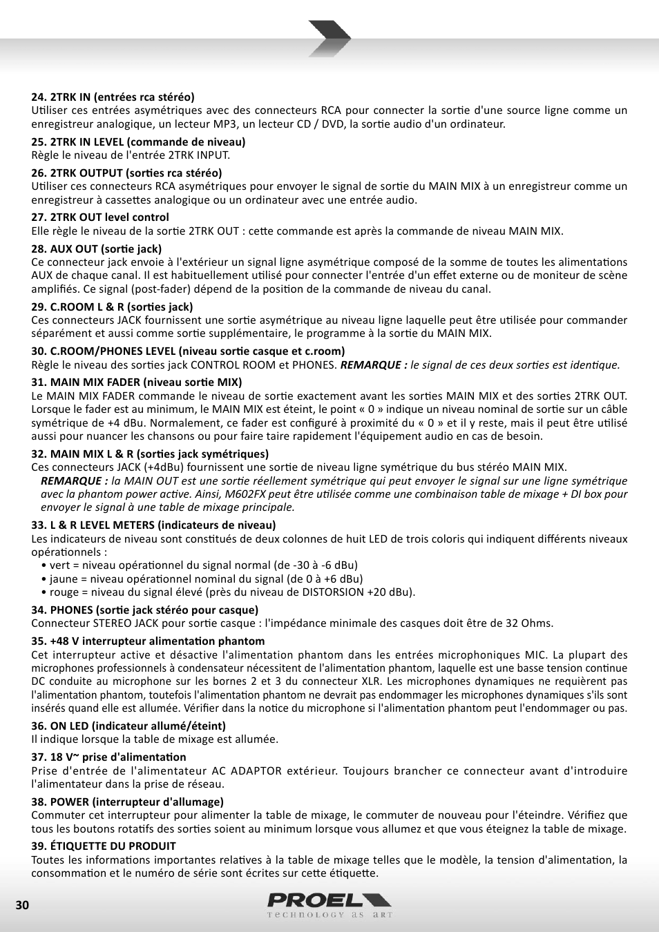 Proel M602FX User Manual | Page 30 / 41