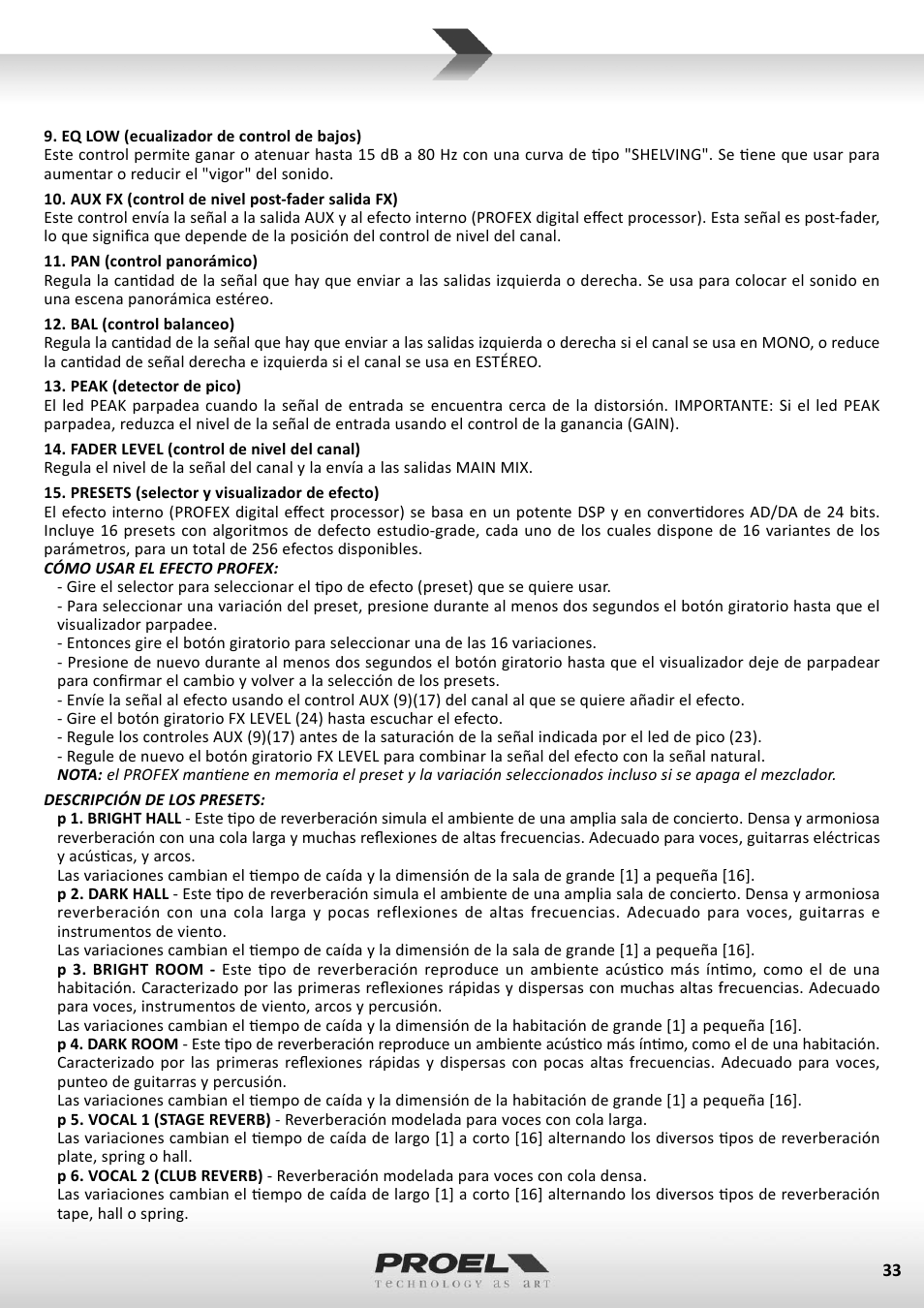 Proel M602FX User Manual | Page 33 / 41