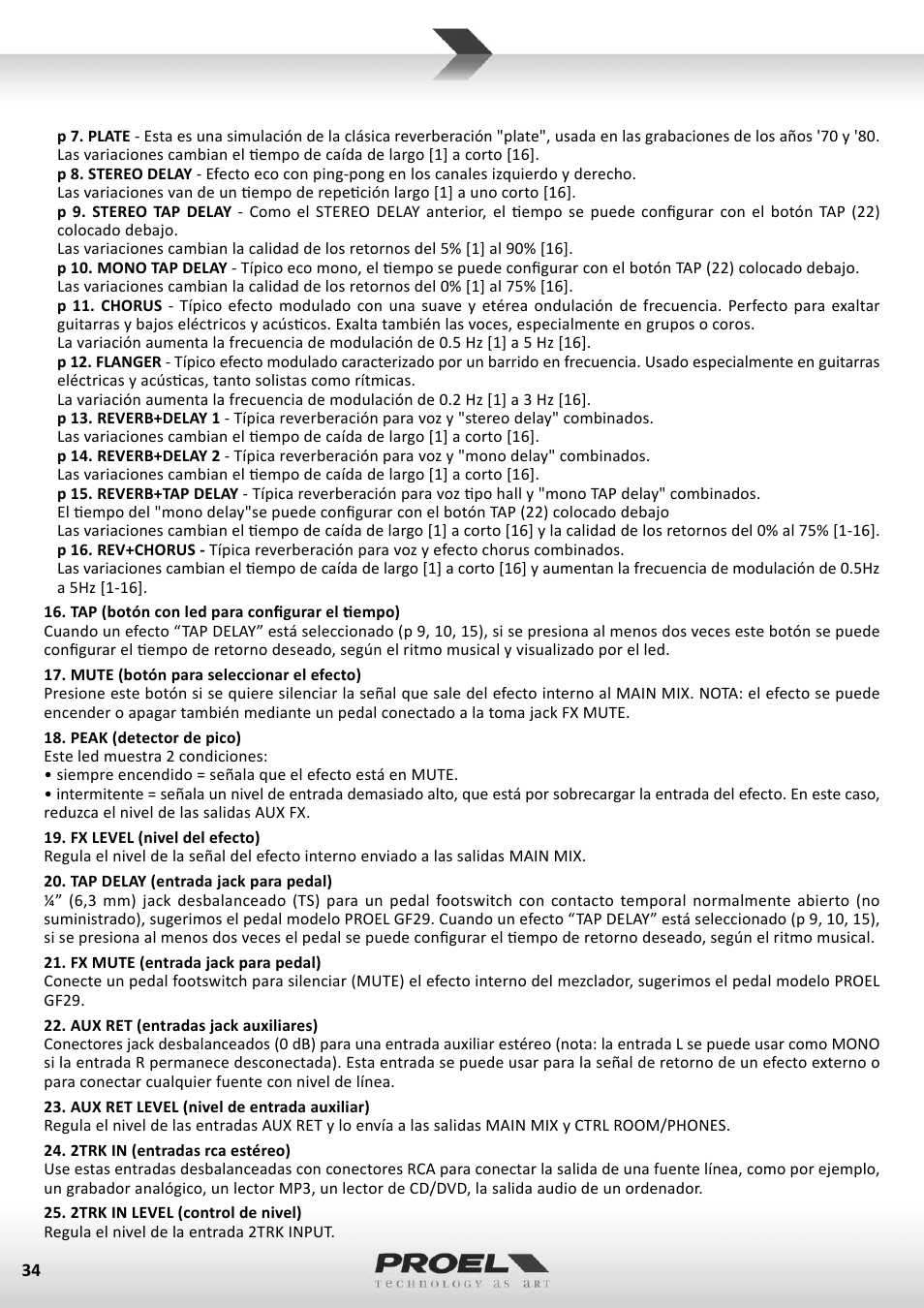 Proel M602FX User Manual | Page 34 / 41
