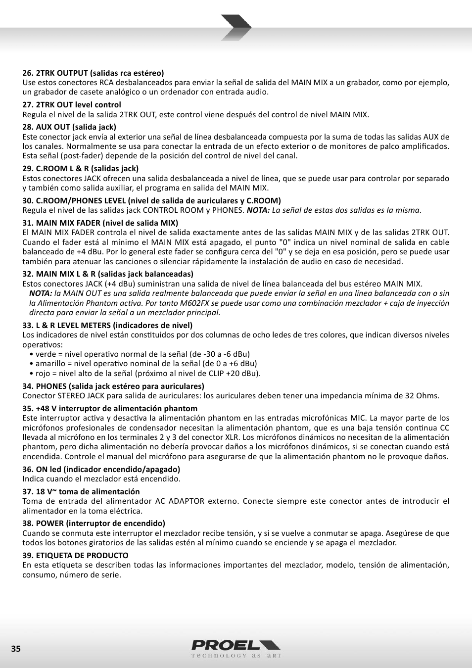 Proel M602FX User Manual | Page 35 / 41