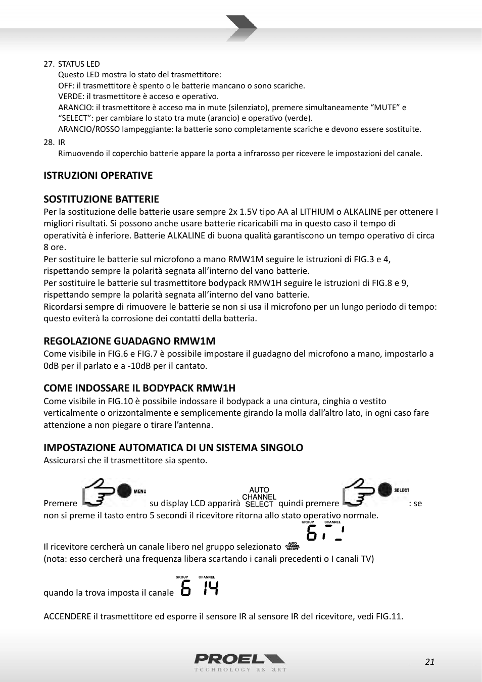 Proel RMW1000M User Manual | Page 21 / 82