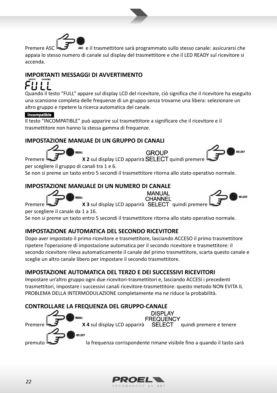 Proel RMW1000M User Manual | Page 22 / 82