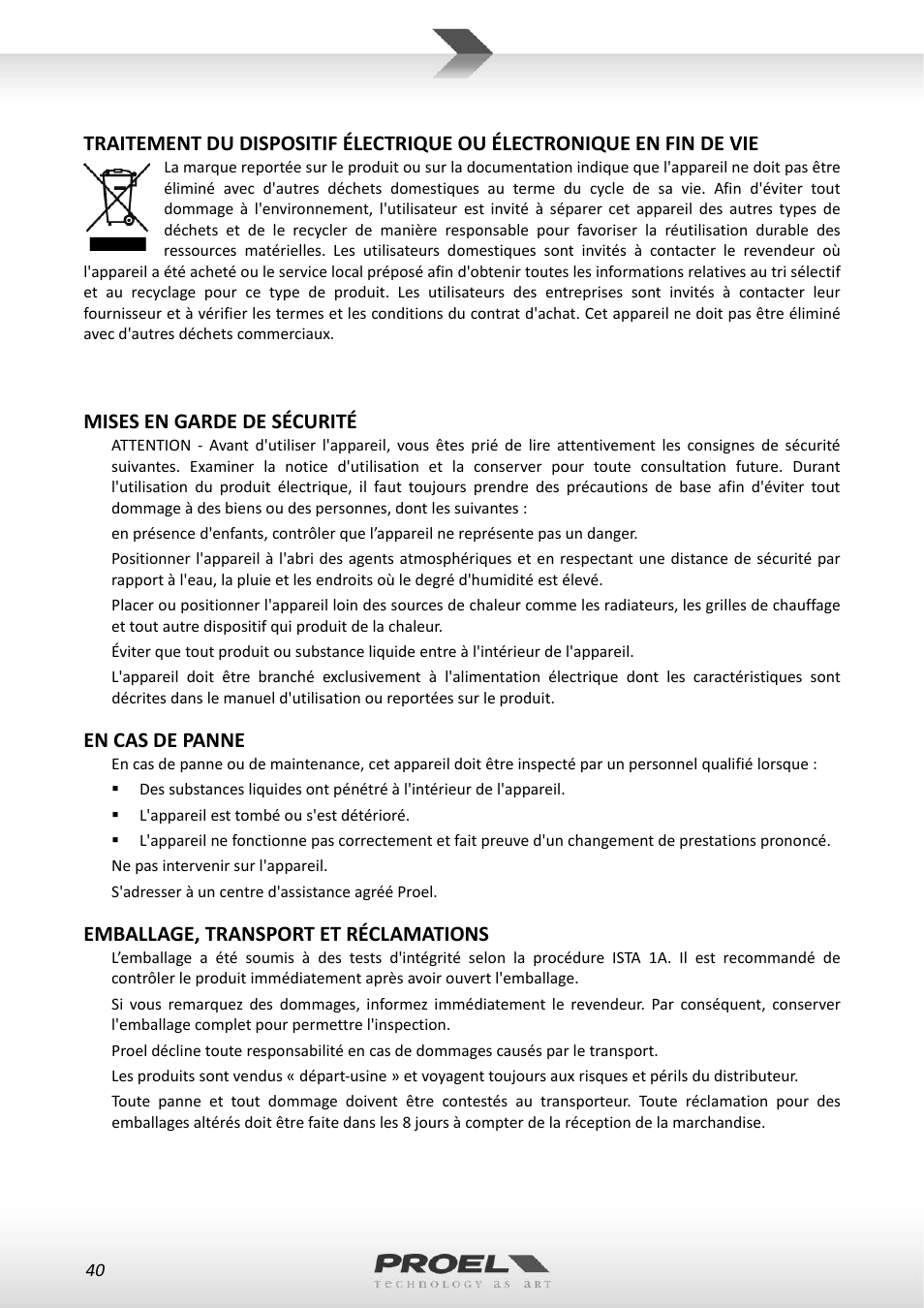 Proel RMW1000M User Manual | Page 40 / 82