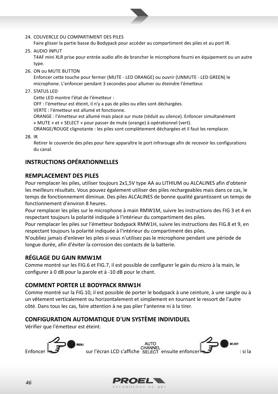 Proel RMW1000M User Manual | Page 46 / 82