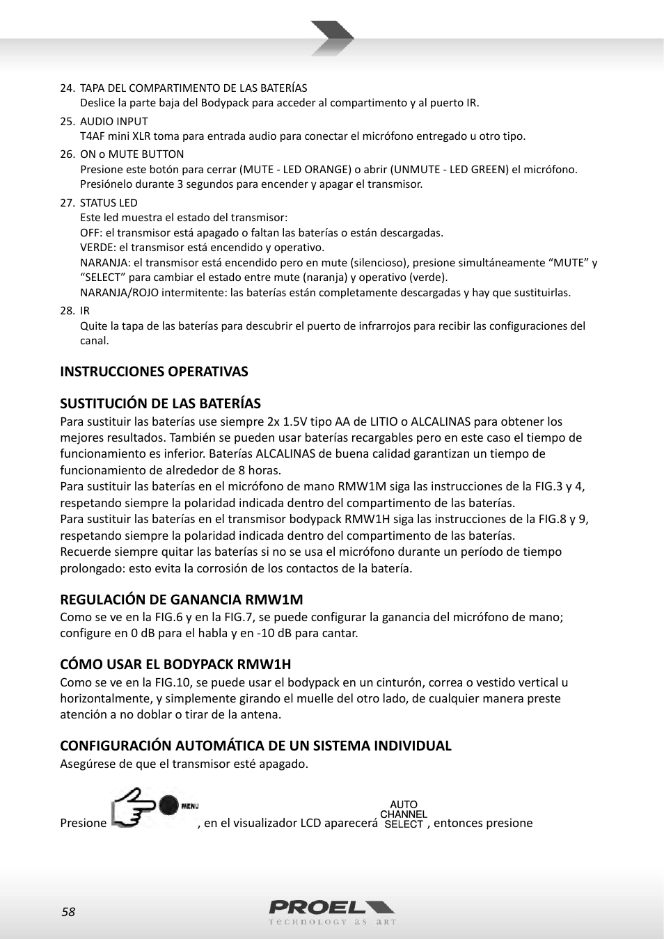 Proel RMW1000M User Manual | Page 58 / 82