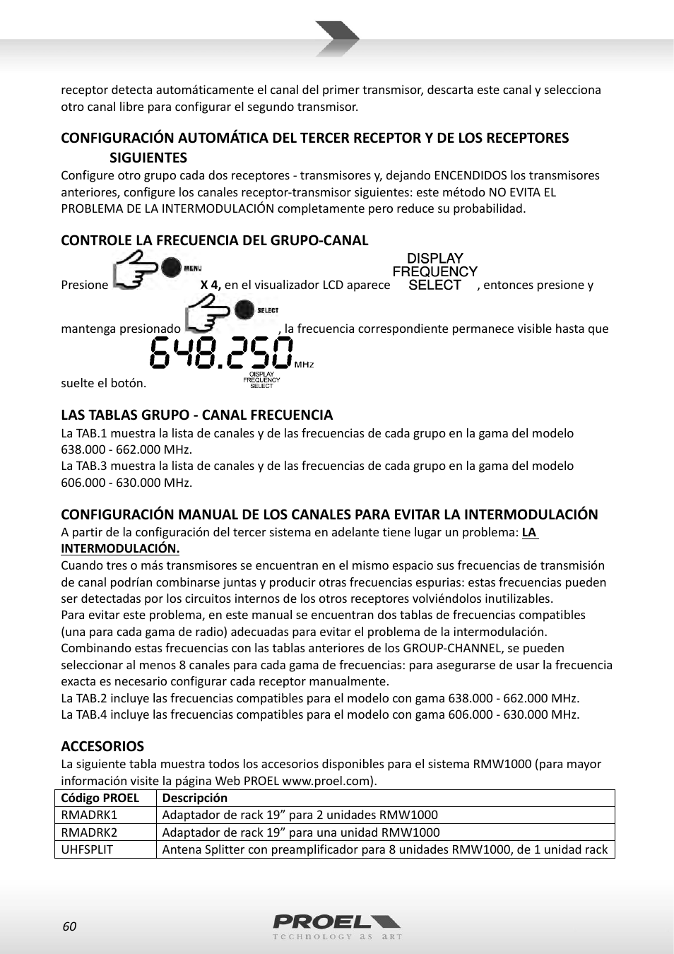 Proel RMW1000M User Manual | Page 60 / 82