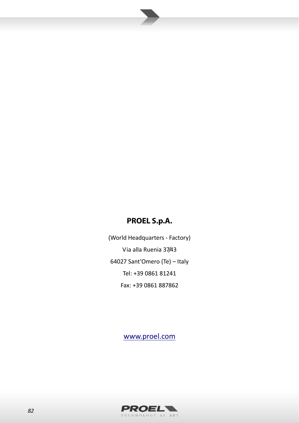 Proel RMW1000M User Manual | Page 82 / 82
