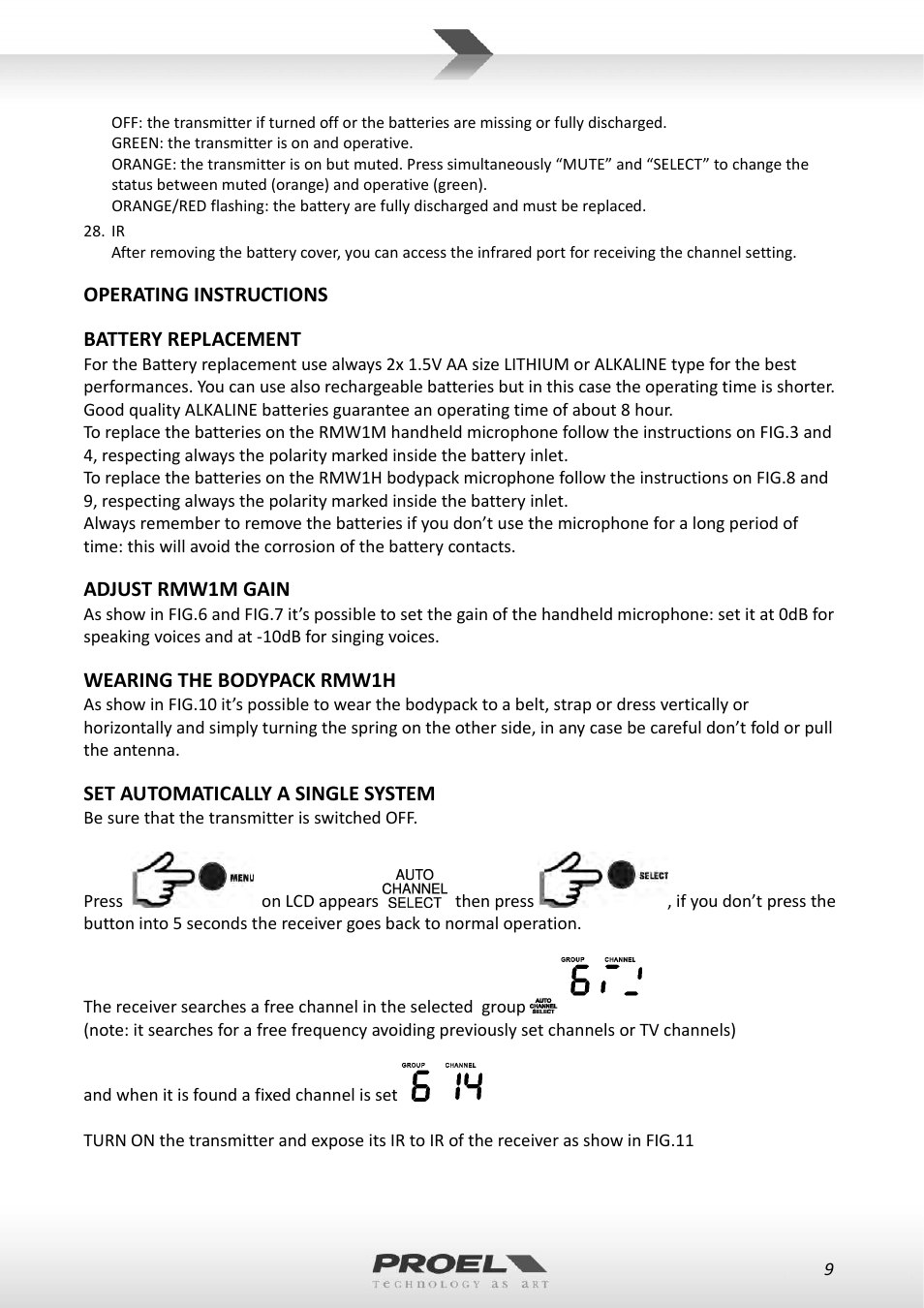 Proel RMW1000M User Manual | Page 9 / 82