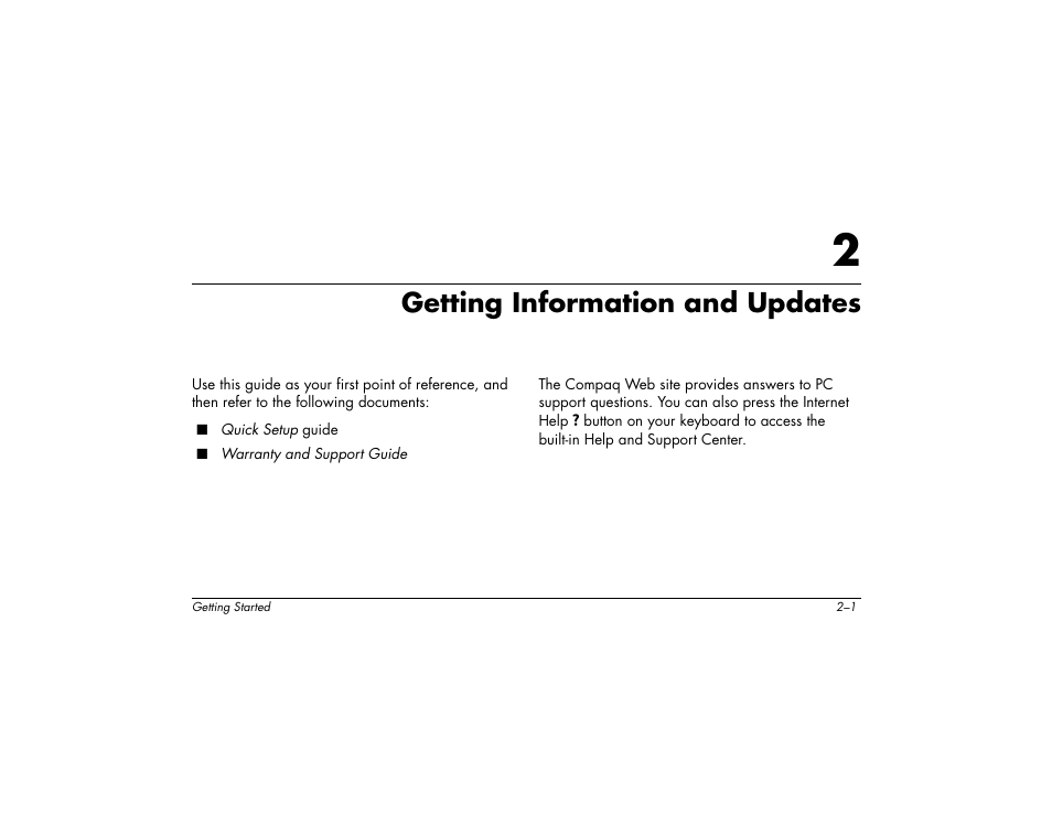 Getting information and updates | Compaq 8000 User Manual | Page 13 / 158