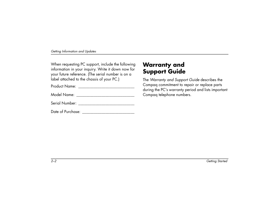 Warranty and support guide | Compaq 8000 User Manual | Page 14 / 158