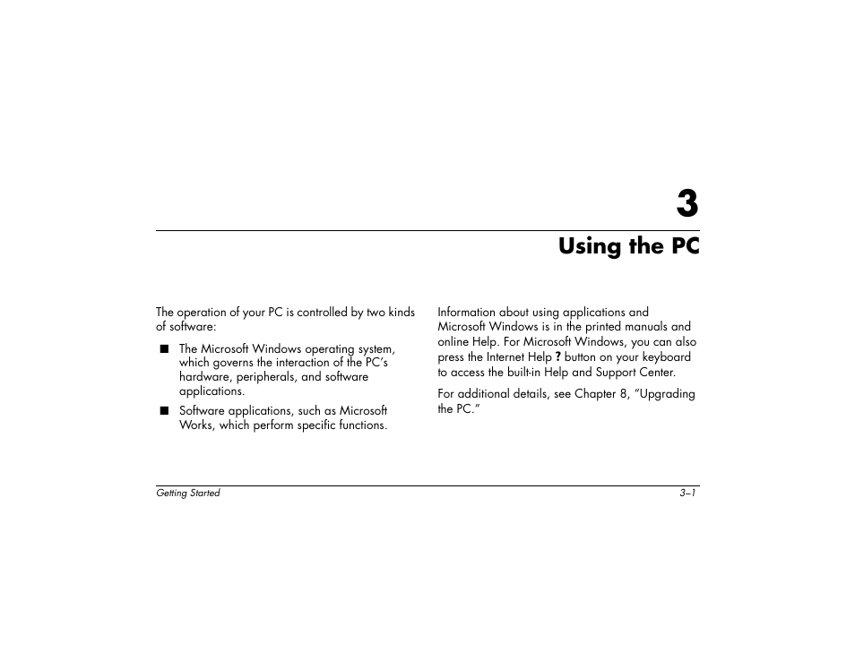 Using the pc | Compaq 8000 User Manual | Page 15 / 158