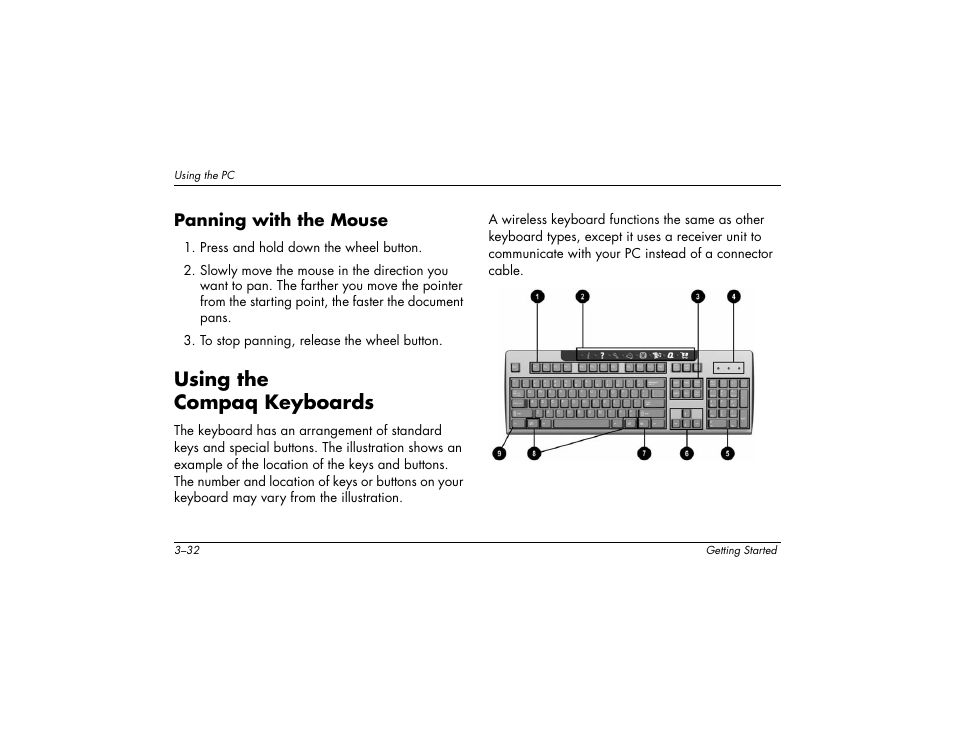 Using the compaq keyboards | Compaq 8000 User Manual | Page 46 / 158