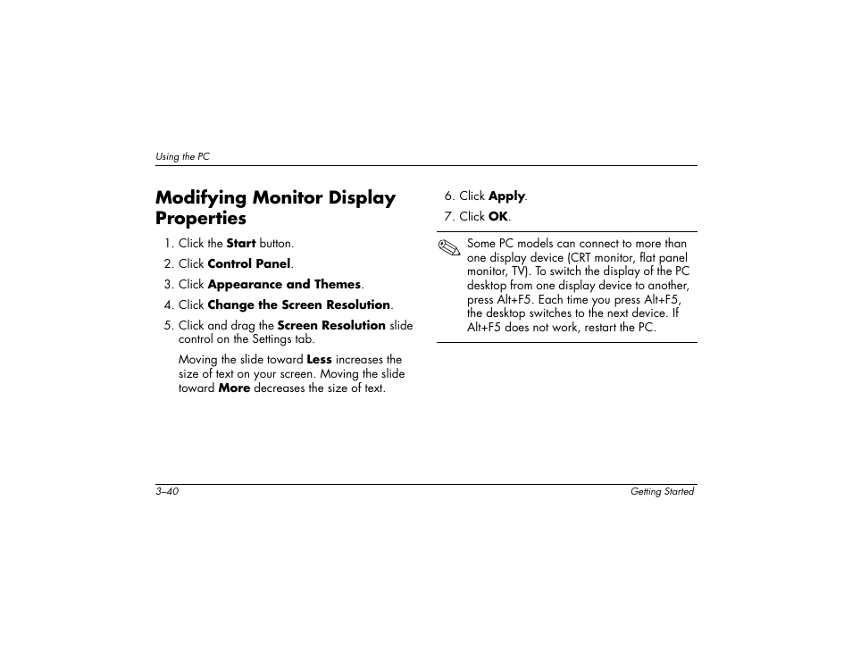 Modifying monitor display properties | Compaq 8000 User Manual | Page 54 / 158