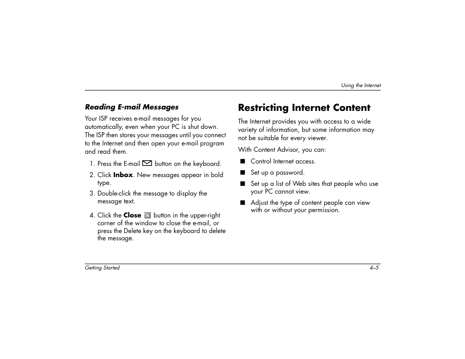 Restricting internet content | Compaq 8000 User Manual | Page 65 / 158