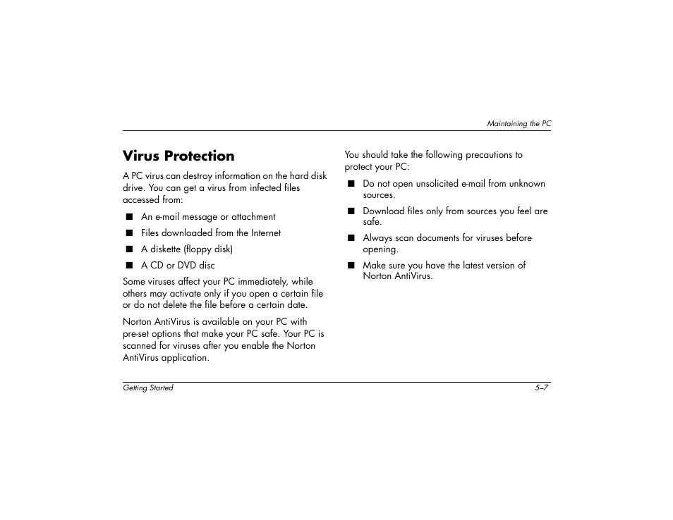 Virus protection | Compaq 8000 User Manual | Page 73 / 158