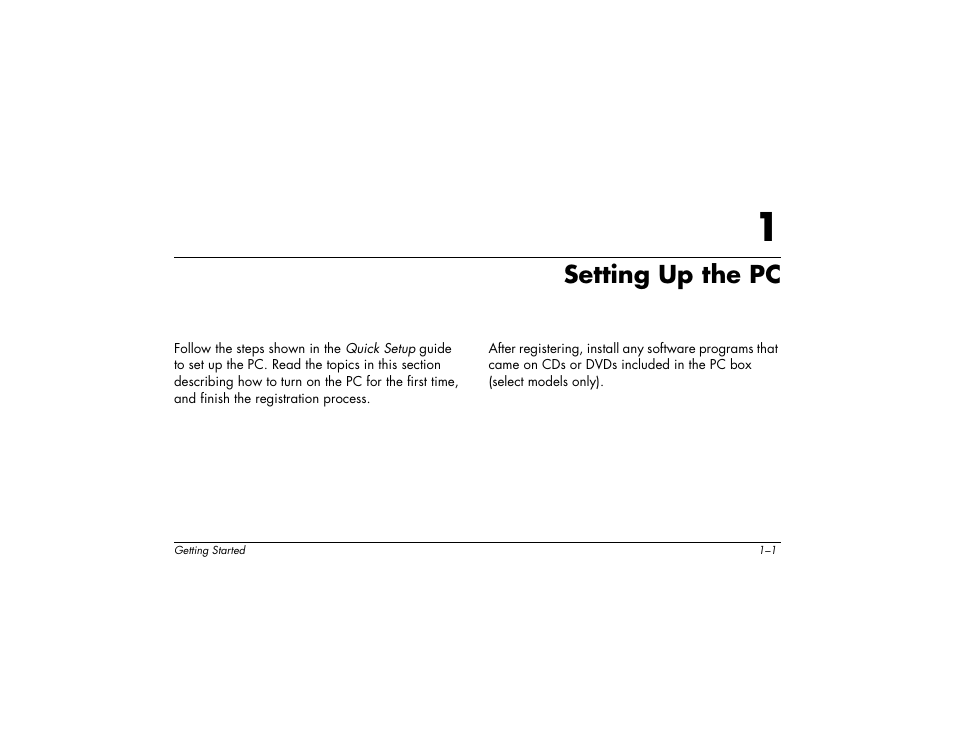 Setting up the pc | Compaq 8000 User Manual | Page 9 / 158