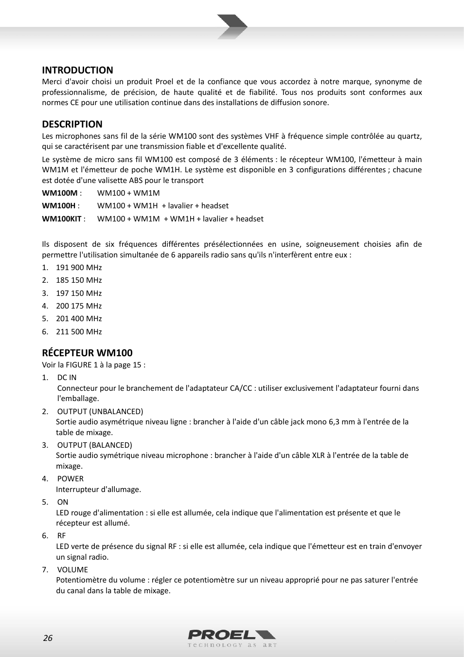 Proel WM100 User Manual | Page 26 / 51