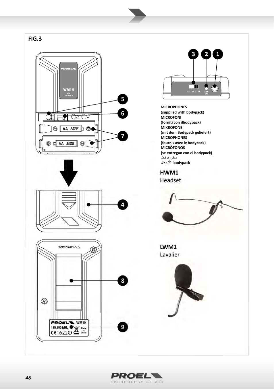 Proel WM100 User Manual | Page 48 / 51