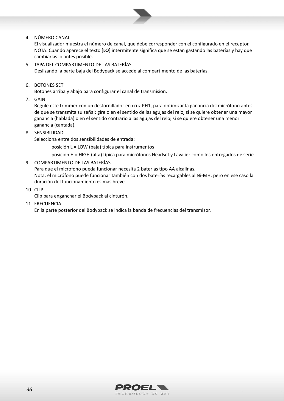 Proel WM600 User Manual | Page 36 / 50