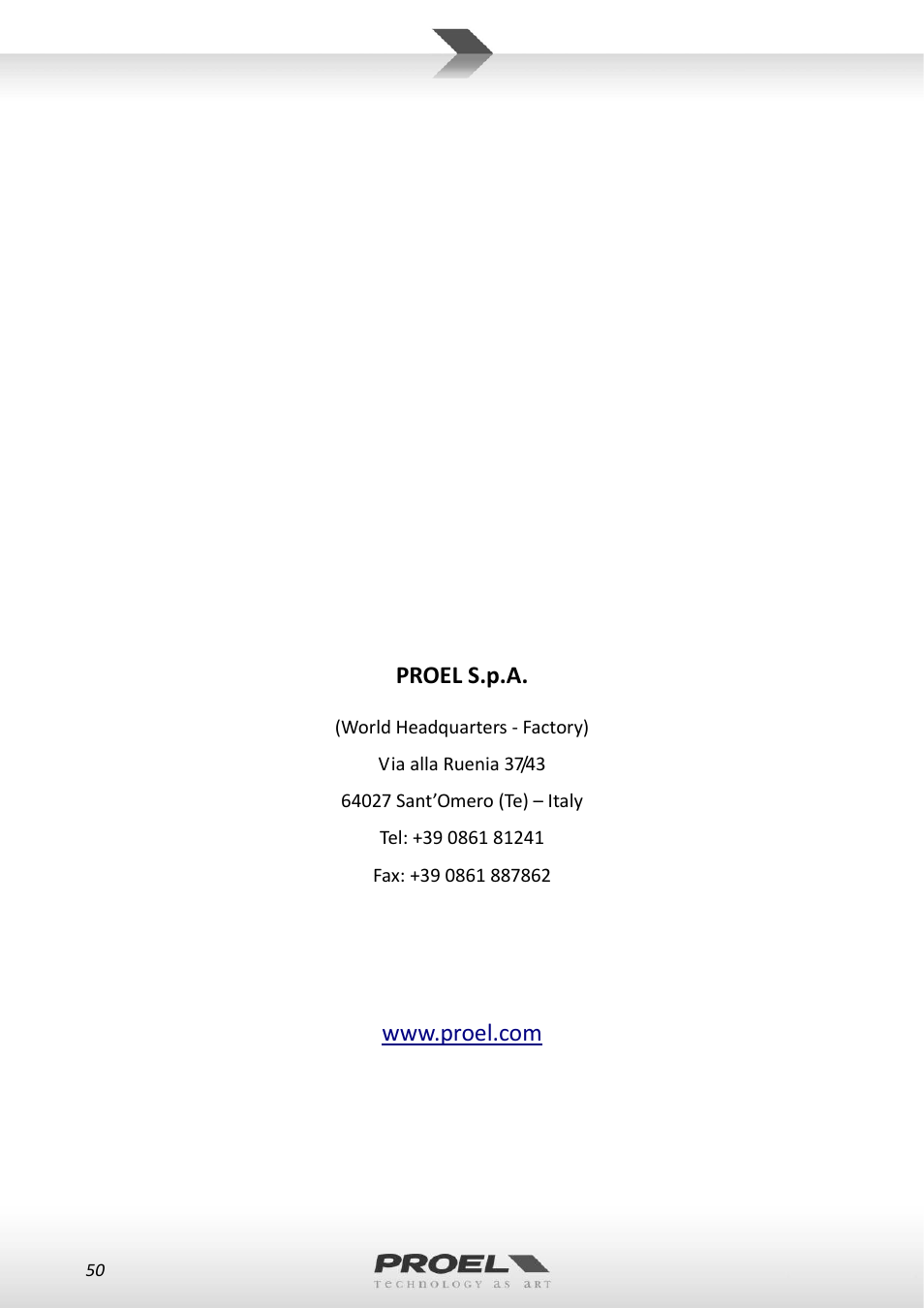 Proel WM600 User Manual | Page 50 / 50