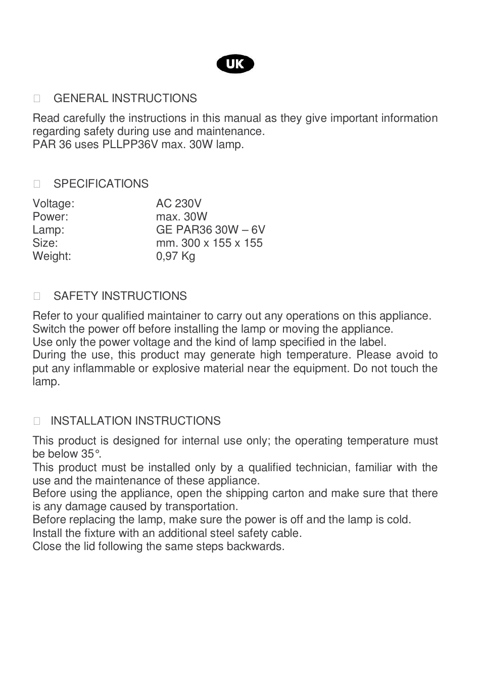 Proel PLC36AL User Manual | Page 3 / 4
