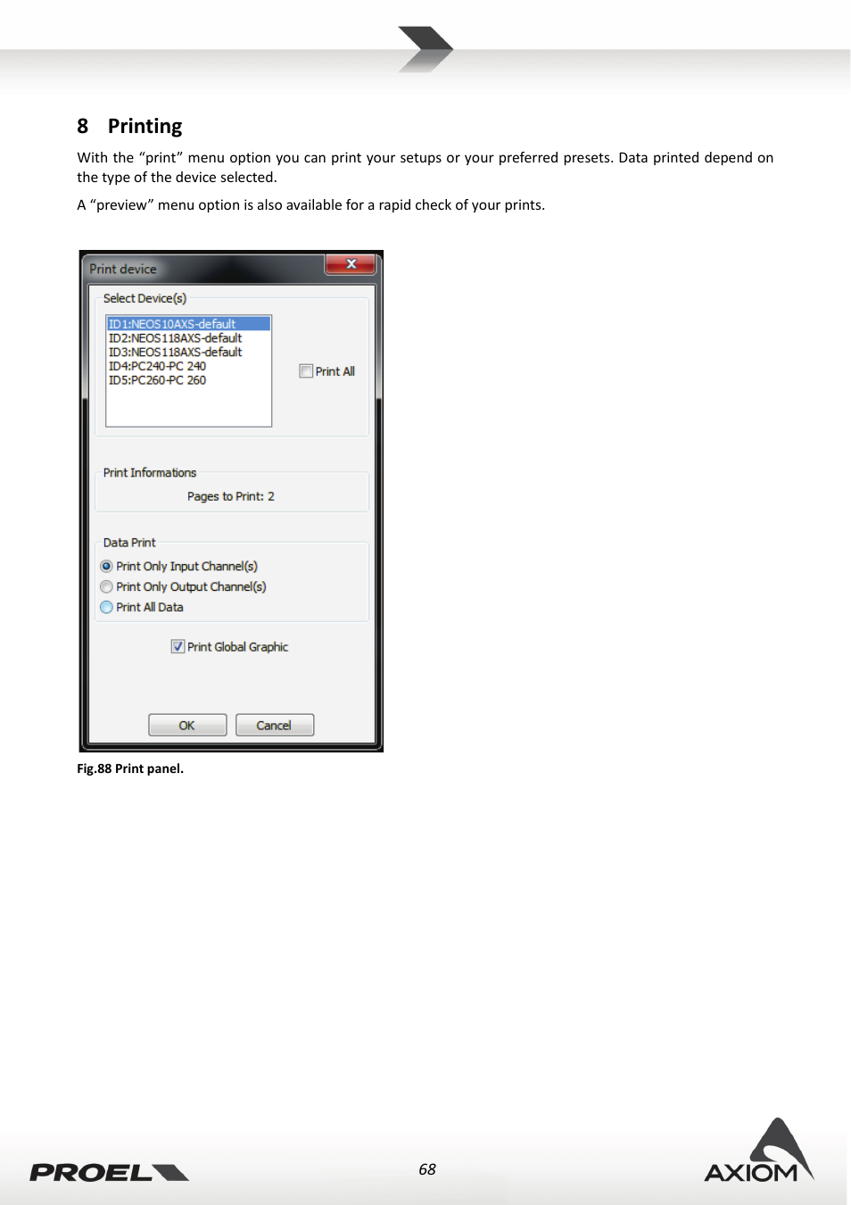 8 printing, Printing, 8printing | Proel PRONET v.2.1 User Manual | Page 68 / 77