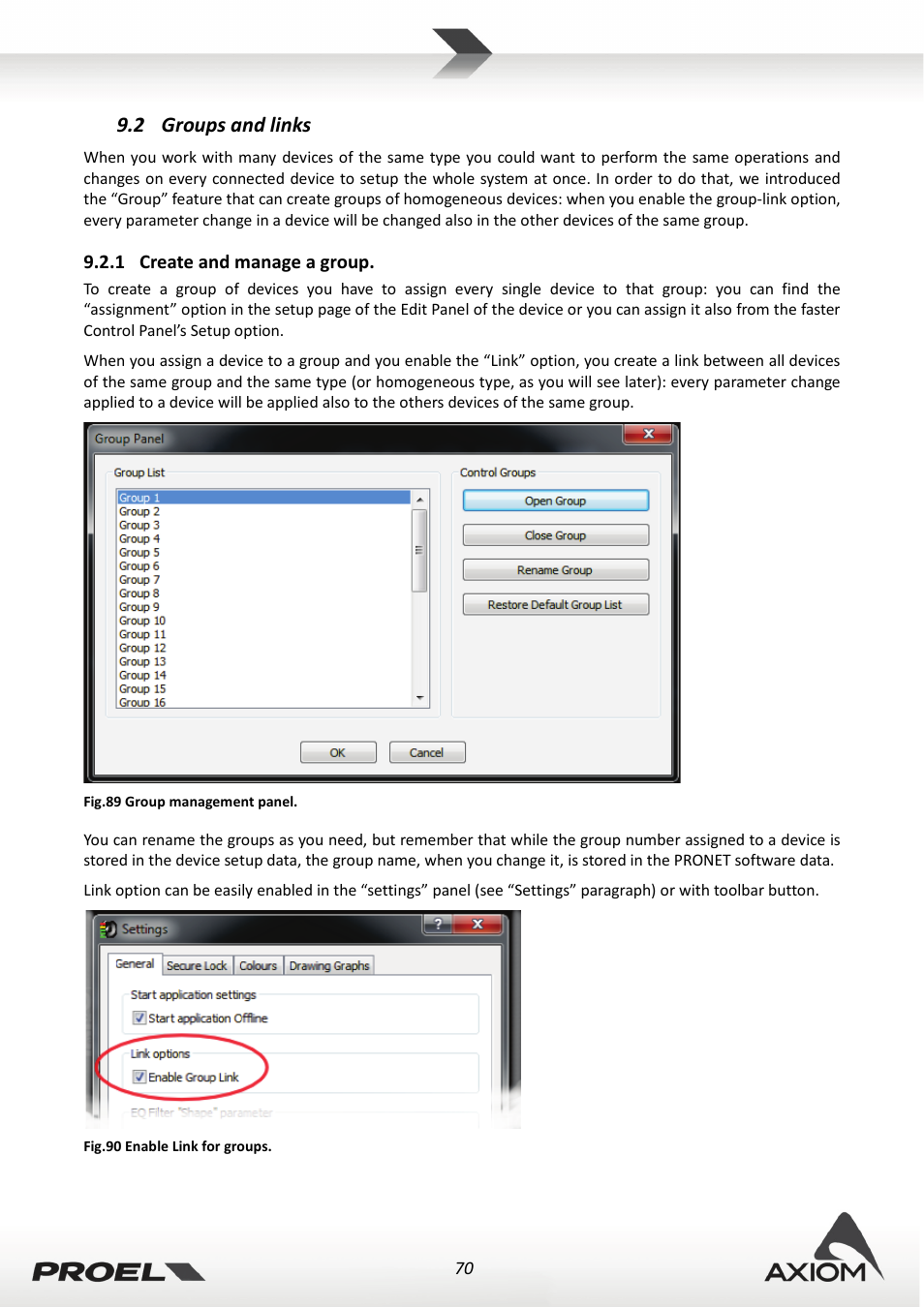 2 groups and links, 1 create and manage a group, Groups and links | Create and manage a group | Proel PRONET v.2.1 User Manual | Page 70 / 77