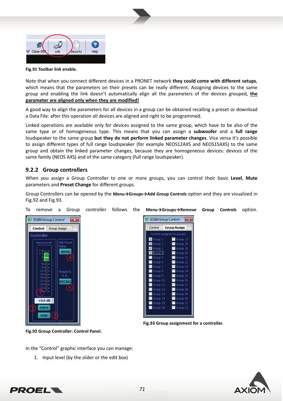 2 group controllers, Group controllers | Proel PRONET v.2.1 User Manual | Page 71 / 77