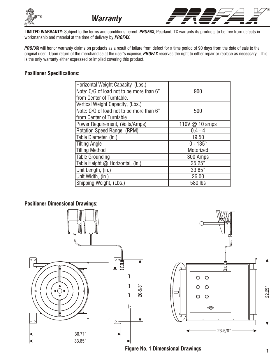 Safety and operating references, Warranty | Profax WP-500 User Manual | Page 3 / 8