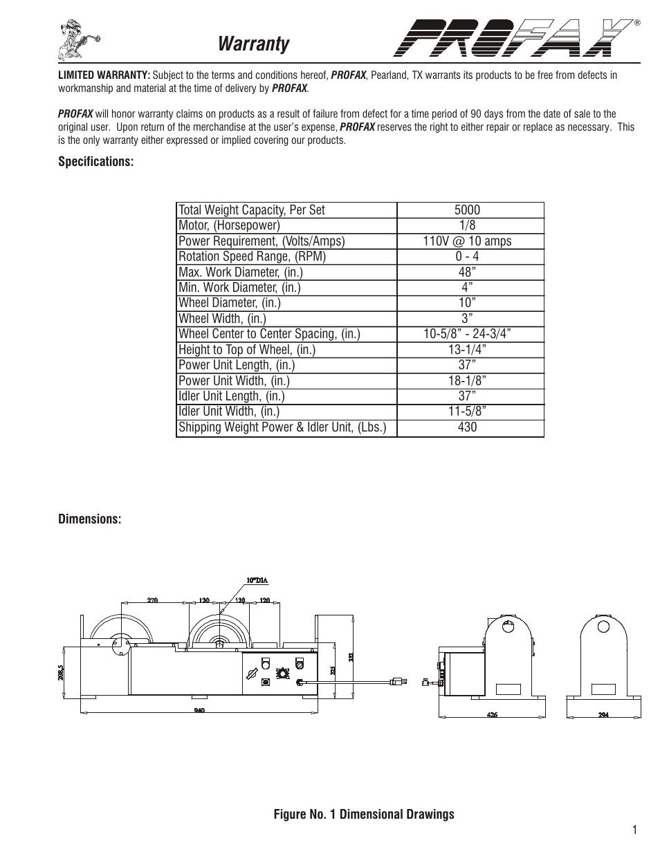 Safety and operating references, Warranty | Profax TR-5000 User Manual | Page 3 / 8